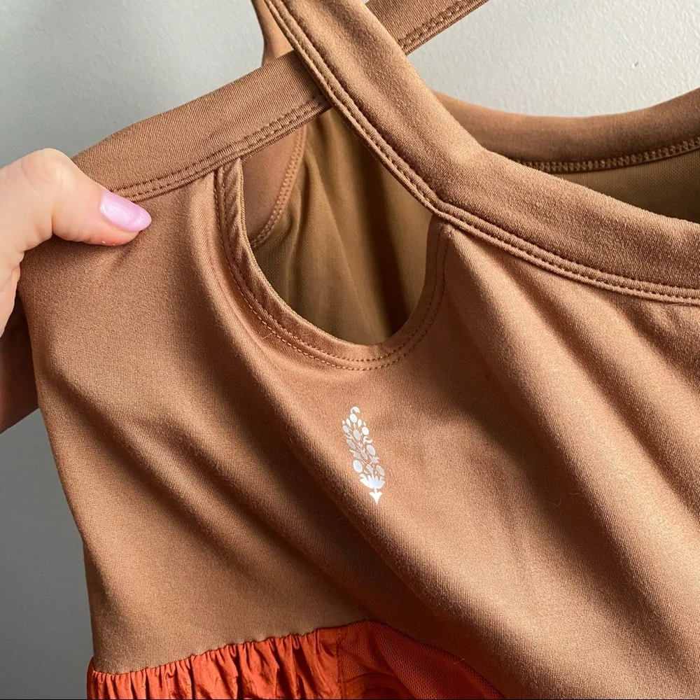 Free People Rust Orange Skort with Tan Bodysuit